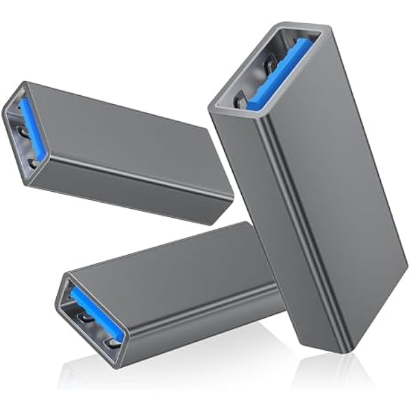 Basesailor Adapter USB 3.0 żeński na żeński (opakowanie 3), złącze USB 3.0 żeńskie na żeńskie 3.0 do podłączenia dwóch męskich końcówek USB, złącze przedłużające