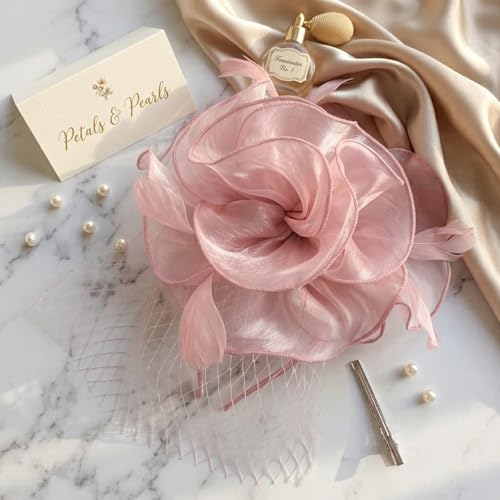 Image of DRESHOW Fascinators Hat Feather Headband Women's Fascinators Tea Party Headwear with Clip Flower Head Band for Girls & Women