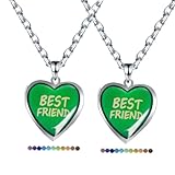 Best Friends BFF Necklace for 2 Mood Necklace Changing Color Stainless Steel Necklace Hold Photo Friendship Locket Necklace for Women Men Jewelry Gift