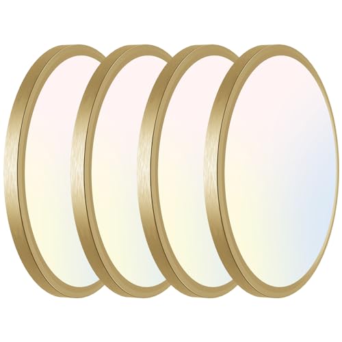 Image of Libtit 7 Inch Golden Flush Mount Light, 15W Aureate Ceiling Light Fixture, 3000K /4000K /6500K Color Selectable, Gilded Round Lighting for Bedroom, Kitchen, Pantry, 4Pack