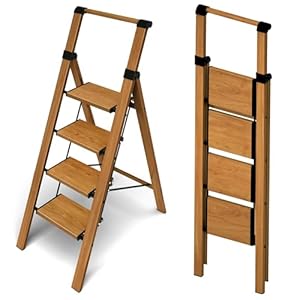 Taranta 4-Stufige Klappleiter mit Holzmaserung