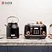 Haden Heritage 4 Slice Wide Slot Stainless Steel Toaster Bundled with 1.7 Liter Stainless Steel Electric Water Kettle, Black & Copper