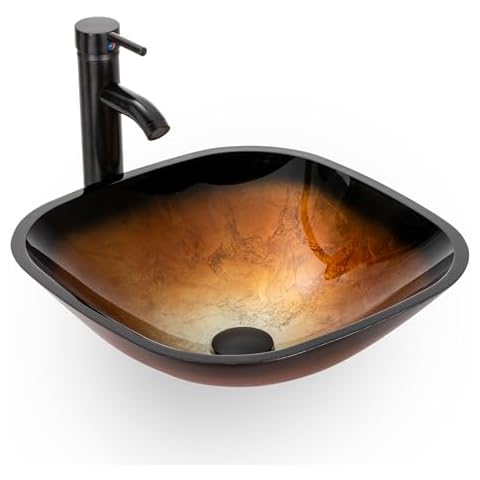 eclife 16.5" Brown Glass Sink Cover