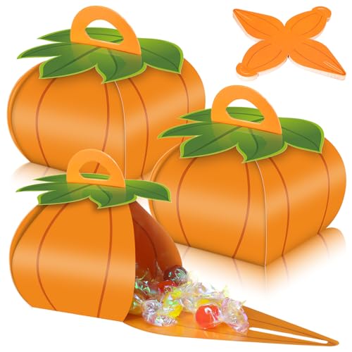 TaoBary 36 Pieces Thanksgiving Fall Party Favor Boxes Autumn Pumpkin Candy Treat Box 3D Mini Goodie Gift Bags Party Decorations Supplies for Harvest Fruit Pumpkin Themed Birthday Baby Shower