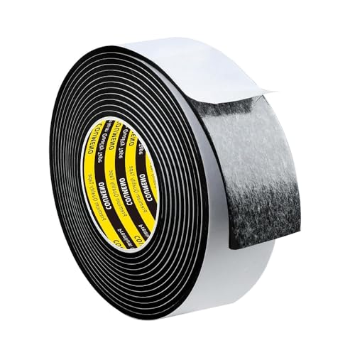 MILEQEE Single-Sided Adhesive Foam Tape EVA Black, Multipurpose Sponge Sealing Strip Window Door Insulation Table Edge Protector Wall Bumper Guards, 3.15in x 16.4FT