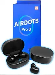 Fone Bluetooth Redmi Airdots Pro 3 Sem Fio, Preto, com Estojo de Carregamento, Display LED, Controle Touch