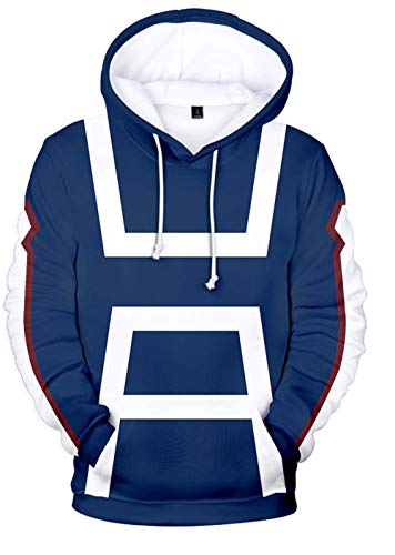 YIMIAO Hombre Mujer My Hero Academia Japonesa Anime Sudadera con Capucha Cosplay Costume Disfraz Sweatshirt de Impresion 3D Unisex con Cremallera Pullover(L)