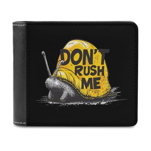 Snails Don't Rushed Me Leather Wallets for Men Slim Bifold Purse Clutch with 6 Credit Card Pockets