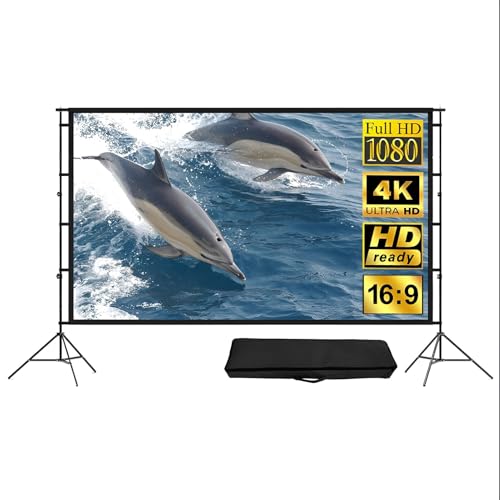 Image of 84 in Portable Outdoor Projector Screen with Stand, 16:9 HD 4K Wrinkle-Free Movie Screen with Carry Bag, for Home Theater Backyard Party