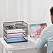 Marbrasse 4 Tier Paper Organizer Letter Tray - Mesh Desk File Organizer with Handle, Paper Sorter Organizer for Letter/A4 Office File Folder Holder (Black, 12.6