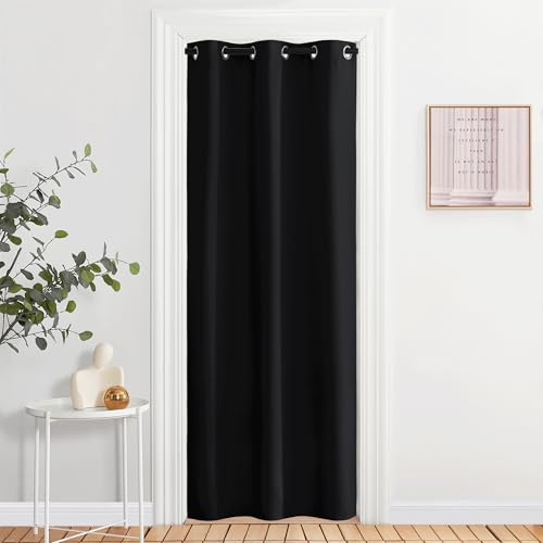 Image of NICETOWN Door Curtain 80 Inch Length for Doorway Privacy, Room Divider Curtain Cover, Blackout Temporary Insulated Closet Drape for Bedroom Closet (1 Panel, 6.7ft Tall x 2.8ft Wide, Black)