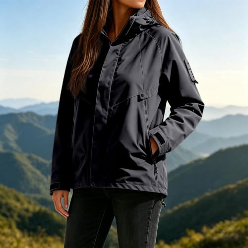 Windbreaker Jacket Women Lightweight Rain Coat Hooded Hiking Jacket - image 2