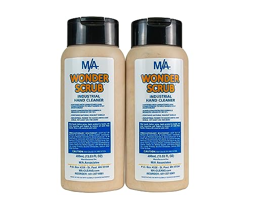 M/A Wonder Scrub - Industrial Strength Mechanic Hand Cleaner - Heavy Duty Walnut Shell Soap - Tough on Grease, Dirt, Oil, and Paint (2 bottles 400ml)