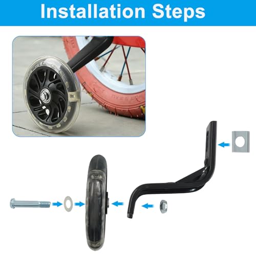 Ruedas de entrenamiento para bicicleta de 12 pulgadas para niños, negras, 1 par | Accesorios auxiliares para bicicletas infantiles miniatura 3
