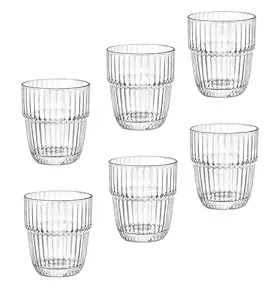 Bormioli Rocco Barshine 7 oz. Stackable Juice Drinking Glasses, Clear, Set of 6