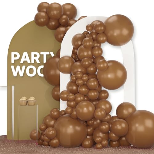 Image of PartyWoo Brown Balloons 120pcs Boho Coffee Tan Fall Color Different Sizes