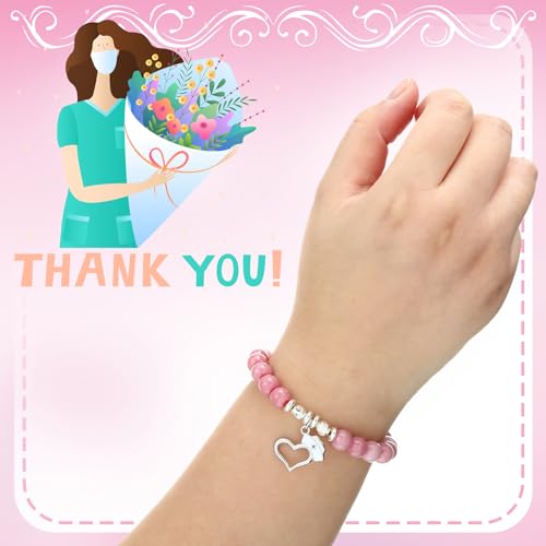 Remuuly 16 Pcs Beaded Bracelet Gifts for Nurses - Natural Stone Nurse Bracelet With Cards - Nursing Student and Practitioner Gifts for Women2