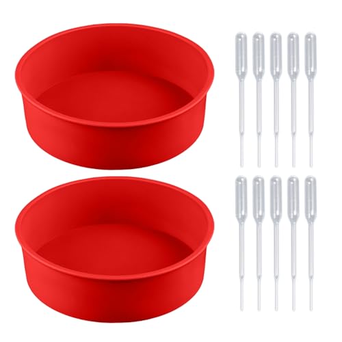 HDGSAFD Moldes de silicona para hornear, 2 unidades, redondos, 10 unidades, goteros, moldes antiadherentes