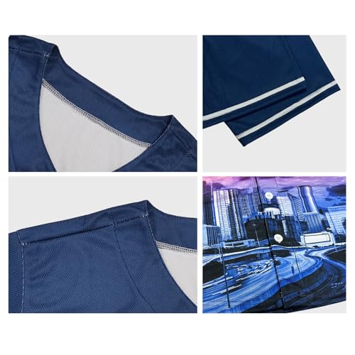 Camisa casual de beisebol City Night Skyline Silhueta Jersey abotoada roupas urbanas roupas de fãs t