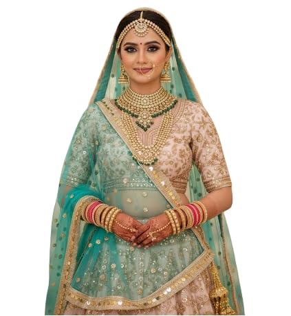 Image of Navti Creations Women's Lightweight Net Dupatta With Sequence Embroidery & Kiran Border (Length 2.25m)
