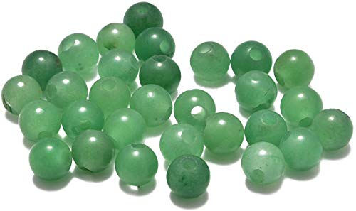 Ad Beads Natural Gemstone 10Mm Round Loose Beads Big Hole 2Mm Sized 30Pcs (Green Aventurine) #TOP1