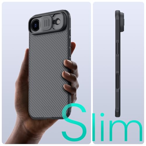 Image of Nillkin for iPhone Air Case with Slide Camera Cover, Thin Slim Fit, Shockproof Protective, Protector Privacy, Phone Case iPhone Air Camera Lens Protector 6.5 inch, Transparent Black