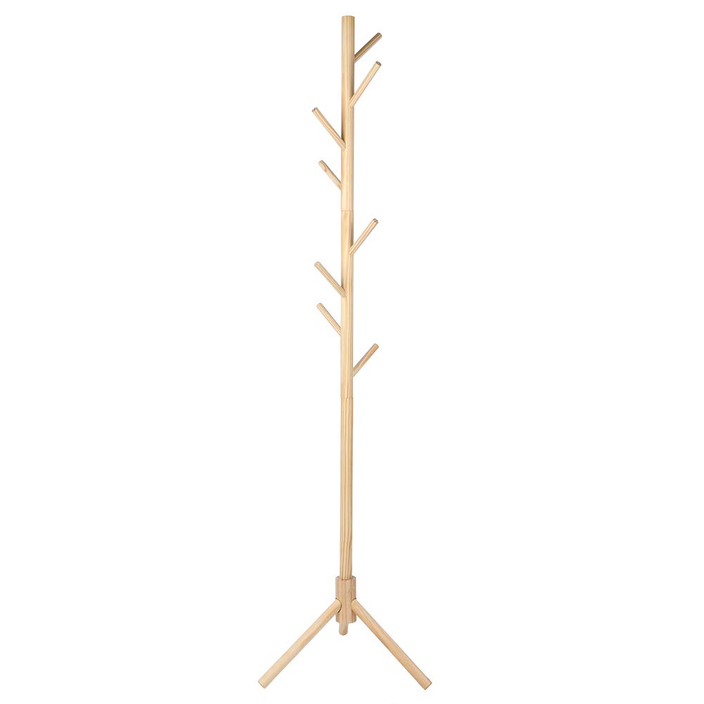 Rack de manteau en bois forme d'arbre et base stable pour entrée