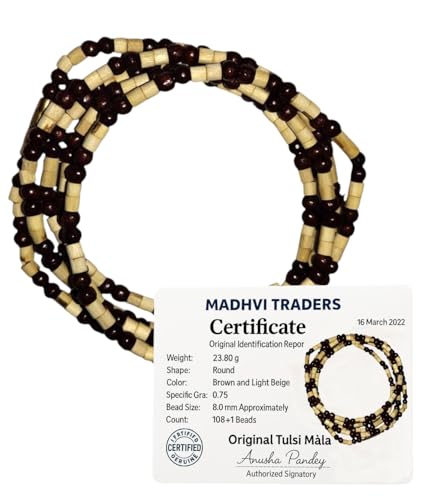 Image of Original Tulsi Kanthi Mala from Vrindavan Dham | Pure Natural Tulsi Wood Beads | ISKCON Style Single Round Spiritual Necklace for Men & Women | Hindu Pooja & Meditation Mala
