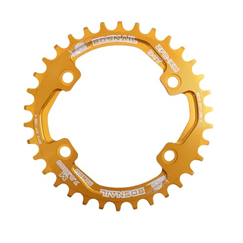 DJC Bike Chainring Asymmetrical 96BCD Round/Oval for XT SLX M6000 / M7000 / M8000 / M9000 MTB 7/8/9/10/11/12 Speed Narrow Wide 30T/32T/34T/36T/38T Tooth (3# Round Golden, 34T)