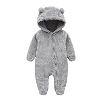 KIDDLETOWN Baby Overall Winter Fleece Strampler Baby Schneeanzüge mit Kapuze Neugeborenes Bär Schneeanzug Junge und Mädchen Einteiliger Anzug für 0-3 Monate