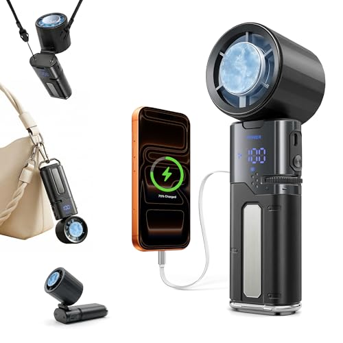 Portable Handheld Turbo Fan with Cooling Plate and Retractable USB-C