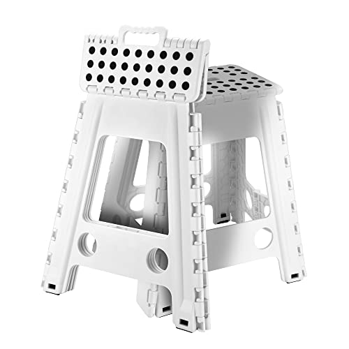 Sugarlee 19 Inch Folding Heavy Duty Plastic -Lightweight Foot Stool With Portable Handle, Compact Plastic Foldable Step Stool For Bathroom,Bedroom, Kitchen #TOP21