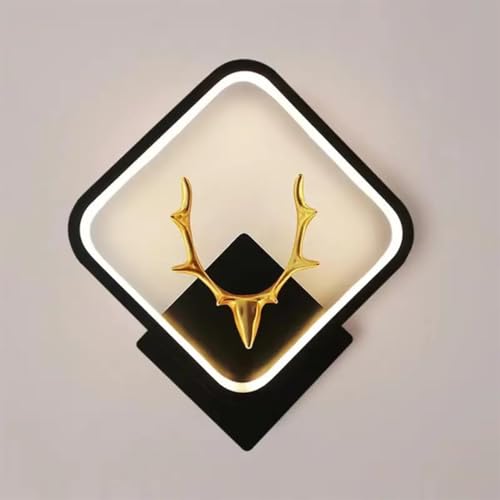 Image of fizzytech LED Deer Head Wall Light, Square Golden Deer Decorative Wall Lamp with 3 Colour Changing Modes for Living Room, Bedroom, Hallway & Home Decor, Pack of 2