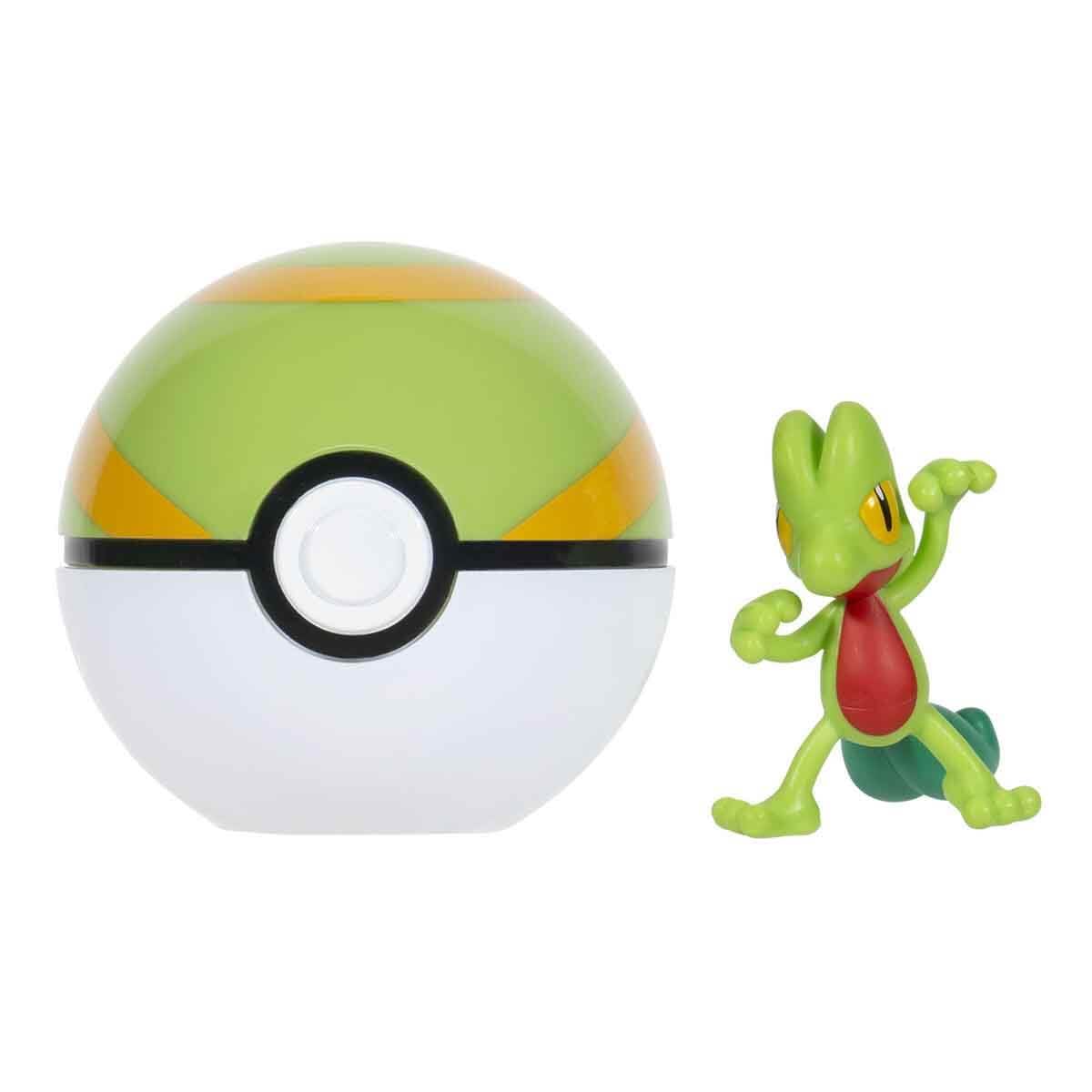 Pokémon PKW3639 Clip'n'Go Poké Ball - Pelota de geckarbor y Nido, diseño Oficial de Poké Ball con Figura de 5 cm