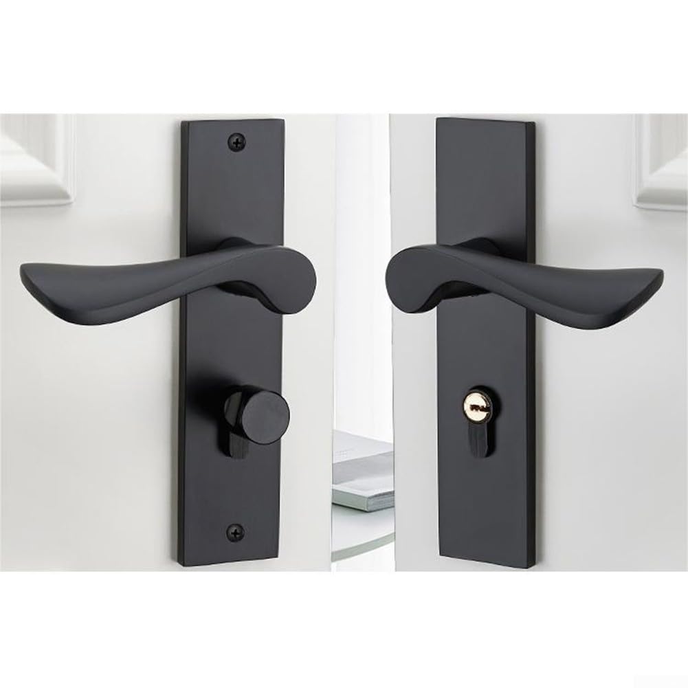 HpLive Manilla de puerta con cerradura y llave, juego de manilla para puertas interiores y exteriores para todo tipo de puertas