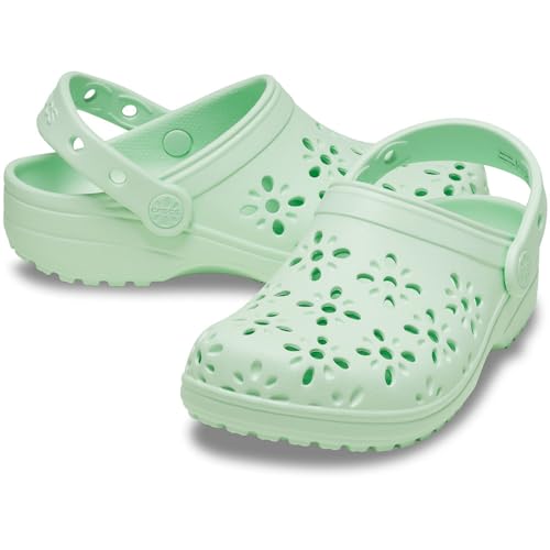 Image of Crocs Unisex-Child Classic Clogs with Floral Cut Out Design, Kids and Toddler Shoes