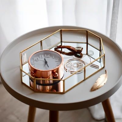 Plateau Rangement Doré Miroir - Organisateur Cosmétique Et Bijoux Pour Coiffeuse Ou Salle De Bain