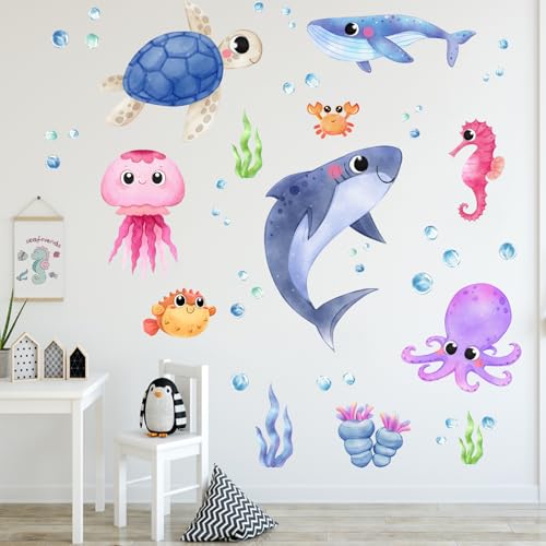 Vinilos decorativos criaturas marinas para pared miniatura 3