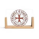 Símbolo del sello templario de caballeros templarios, luz LED nocturna acrílica con base y cable USB, divertida lámpara de decoración, regalos para hombres y mujeres