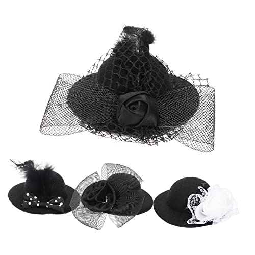 Gogogmee Miniature Hat Doll 4pcs Mini Top Hat Dress up Accessories DIY Tea Party