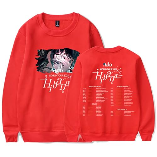 Ado Hibana Tour 2025 - Sudadera de cuello redondo, informal, ropa unisex, rosso, S