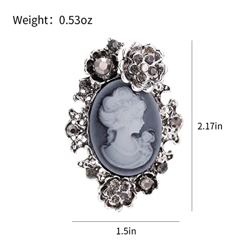Image of lureme Vintage Elegant Victorian Lady Beauty Cameo with Crystal Brooch Pin (br000017)