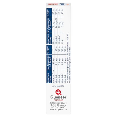 Doppelherz Coenzym Q10 + B-Vitamine - mit Zink, Vitamin B6, B12 und C als Beitrag zur normalen Funktion des Immunsystems - 30 Kapseln (1er Pack)