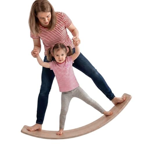 TWR ® - Tabla Curva con Certificado CE - Acabado Barnizado- Ecológica y Artesanal de Madera Fabricada en España - Tabla Equilibrio. Tabla Montessori .Tabla de Equilibrio/Tabla Madera niños