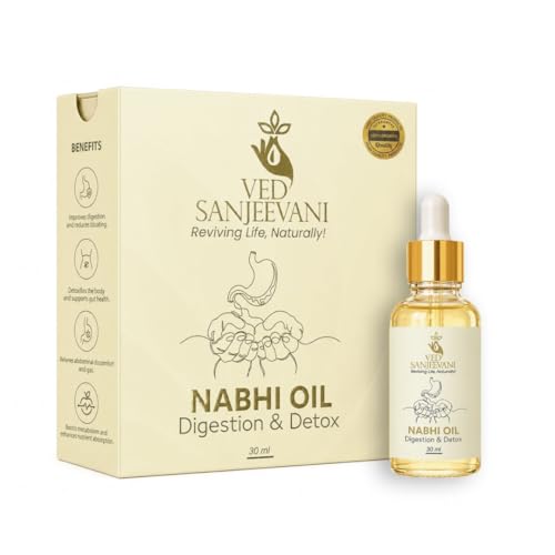 Image of Ved Sanjeevani Digestion & Detox Nabhi Oil | Belly Button Oil with Ancient Herbal Formulation | Bloating Relief, Gas, Acidity & Gut Cleanse | Heals through 72,000 Nadi Navel Therapy | 30ml