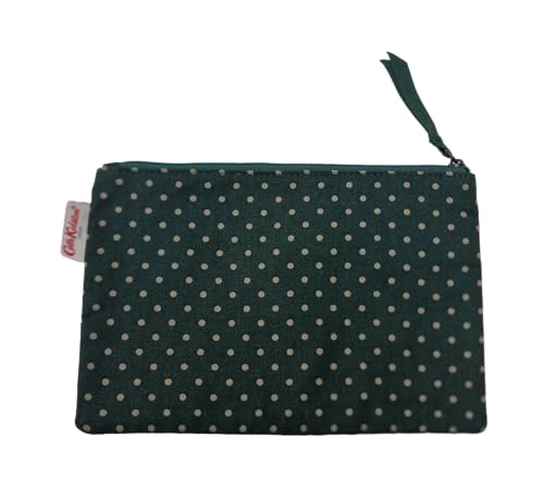 Cath Kidston Mini bolso de algodón con cremallera de lunares en verde, gris, Bolsa