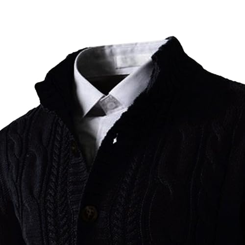 Men's Long Sleeve Stand Collar Cardigan Sweaters Slim Fit Thermal Button Knitted Sweater Casual Cardigans Outerwear2