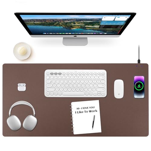 Wireless Charging Mouse Pad Firelison 2 in 1 Leather Multifunctio...