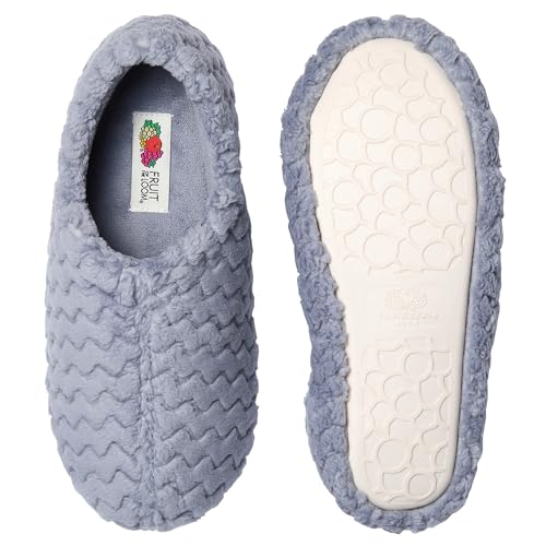 Fruit of the Loom Women's Fuzzy Chevron Memory Foam Indoor/Outdoor House Shoes, Blue, 9-10 - image 3