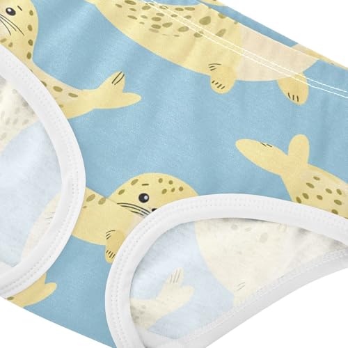 Cartoon Girls Underwear Toddlers 2t Cotton Little Girl Panties Cute Cartoon Yellow Seals Light Blue Briefs Undies Kids4